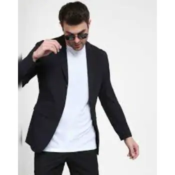 Formal Tobacco Black Textured Blazer